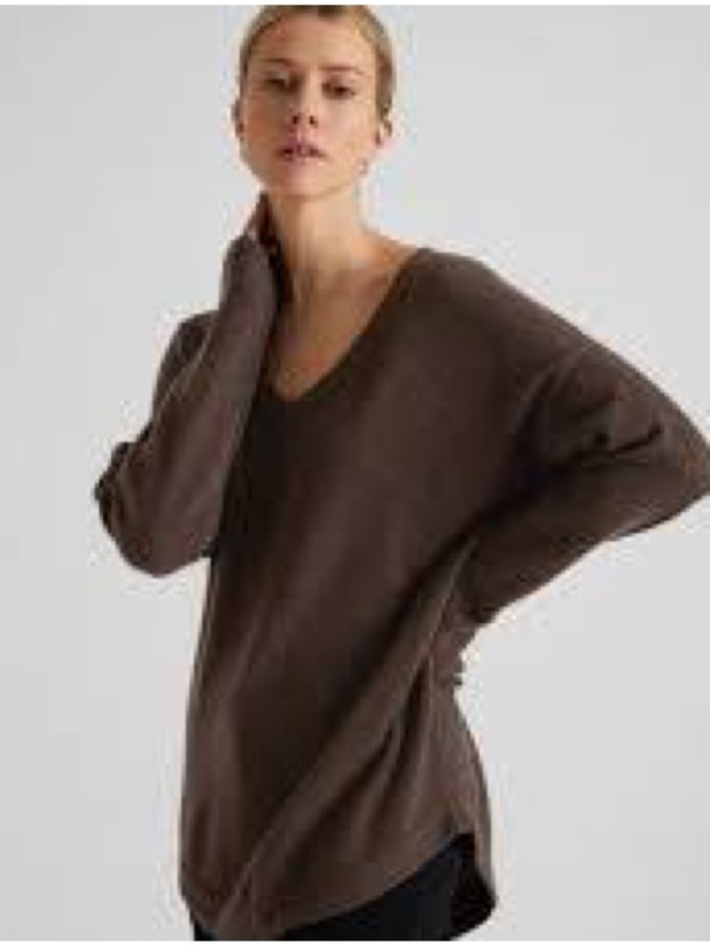 PJ salvage Women's V-Neck Brown Sweater - Classic Lightweight Knit- taupe